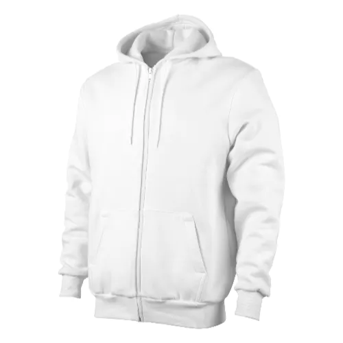 White Zipped Hoodie Mockup Side View